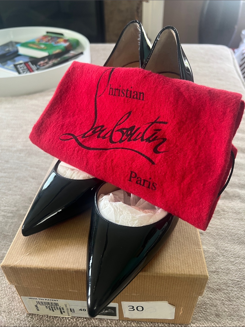Christian Louboutin IRIZA 100 Black Patent Leather Pumps with Red Soles - Picture 8 of 8